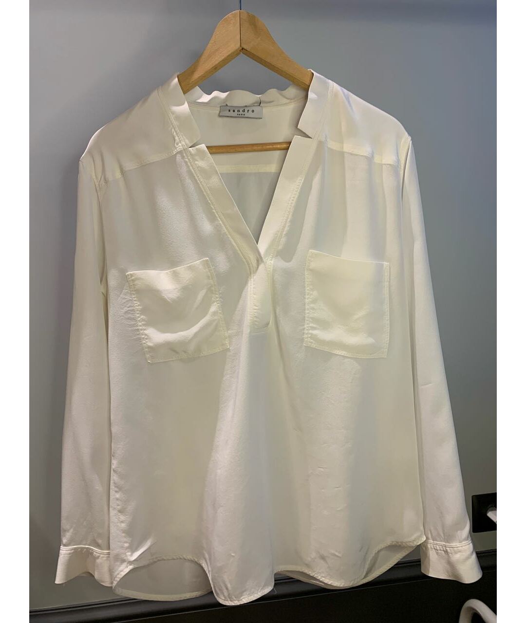 SANDRO Белая шелковая рубашка, фото 5