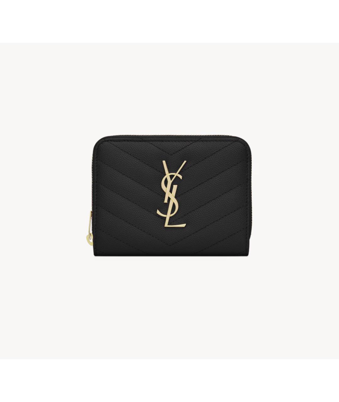 SAINT LAURENT Черный кожаный кошелек, фото 5