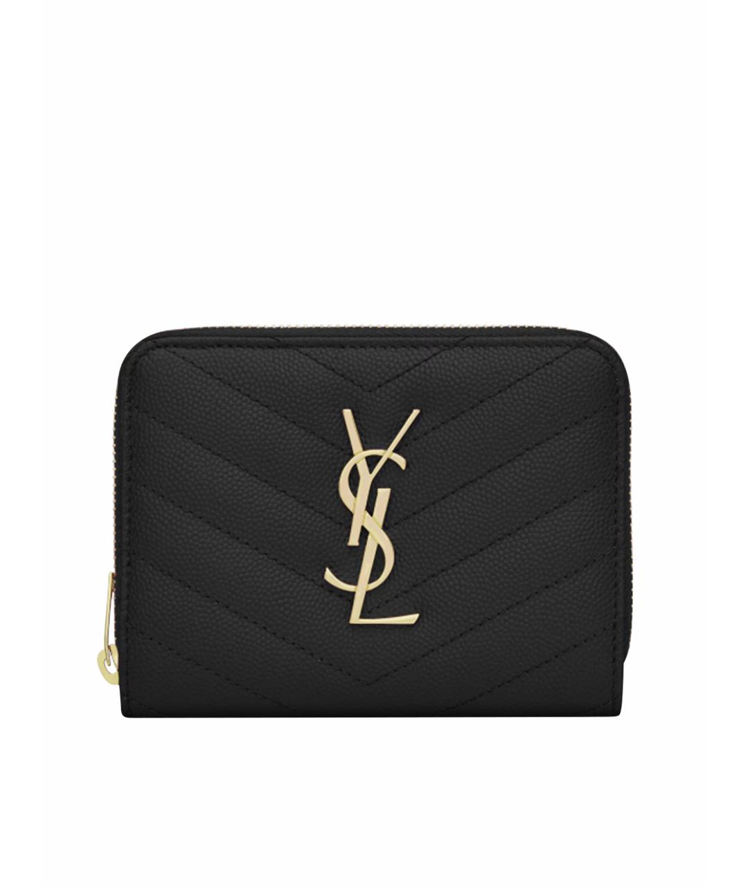 SAINT LAURENT Черный кожаный кошелек, фото 1