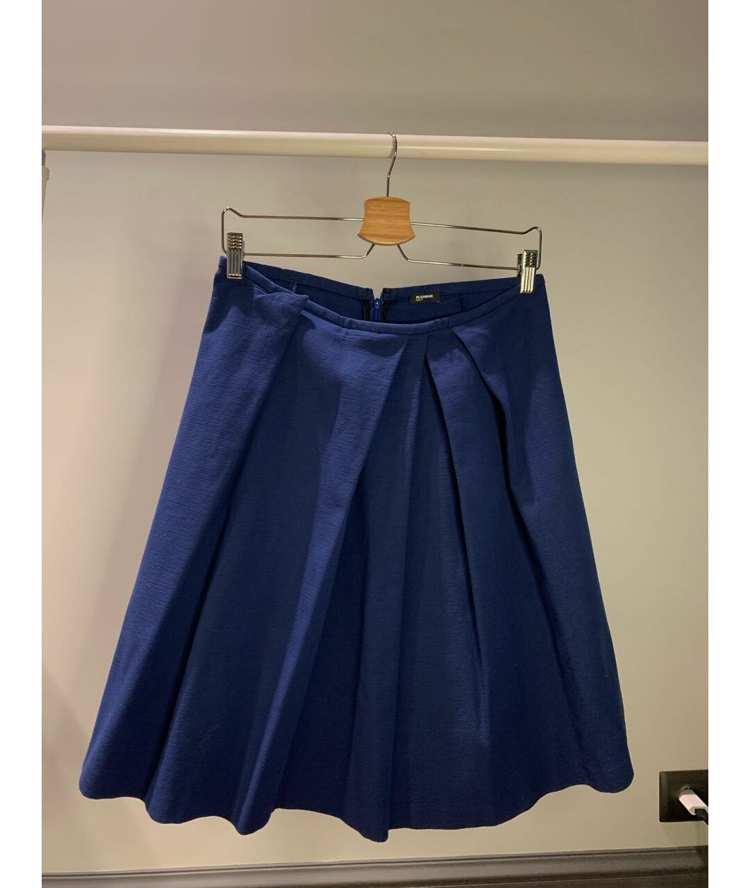 JIL SANDER Синяя хлопковая юбка миди, фото 2
