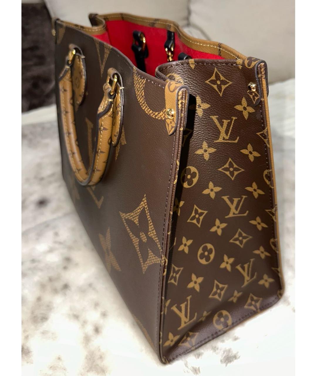 LOUIS VUITTON Коричневая сумка тоут из искусственной кожи, фото 5