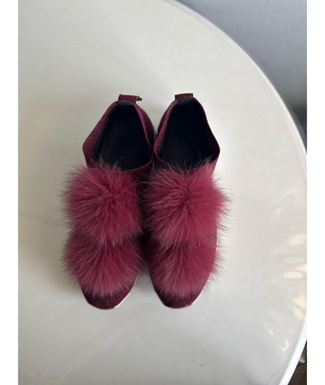 JIMMY CHOO Бордовые текстильные кроссовки, фото 3