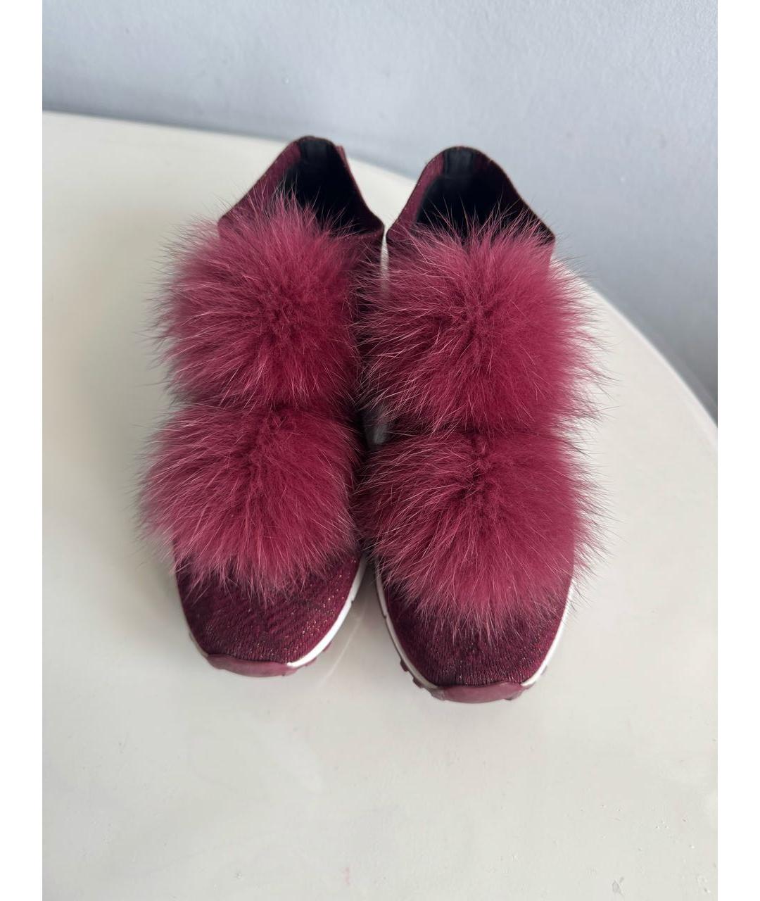 JIMMY CHOO Бордовые текстильные кроссовки, фото 2
