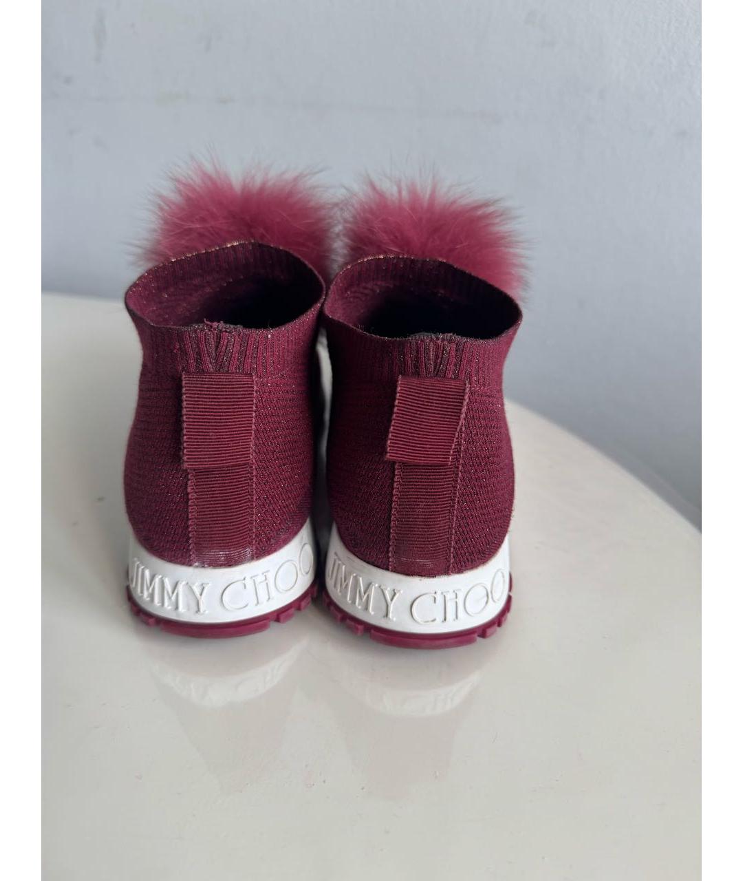 JIMMY CHOO Бордовые текстильные кроссовки, фото 4
