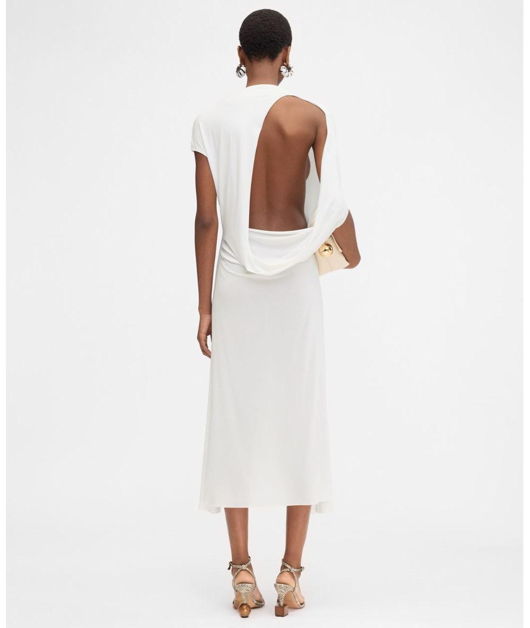 JACQUEMUS Белое вискозное коктейльное платье, фото 4
