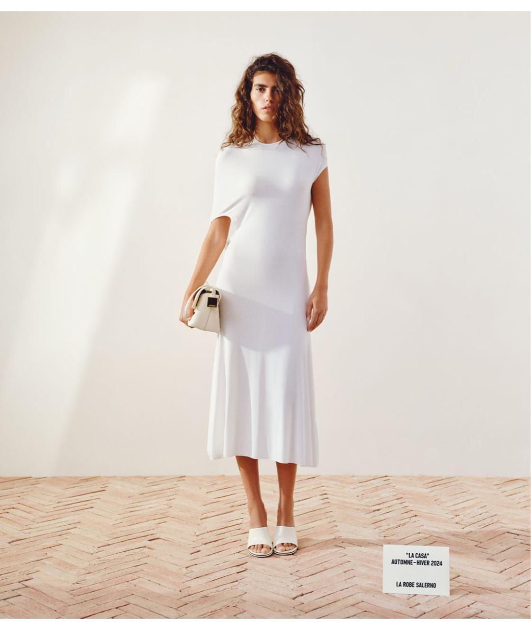 JACQUEMUS Белое вискозное коктейльное платье, фото 6