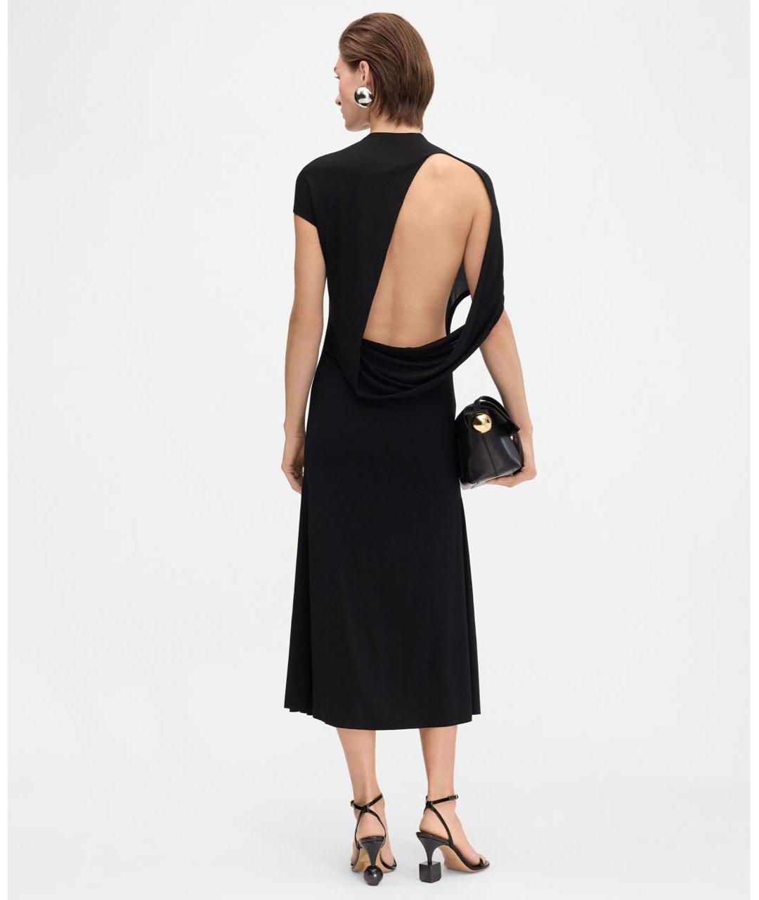 JACQUEMUS Черное вискозное коктейльное платье, фото 4