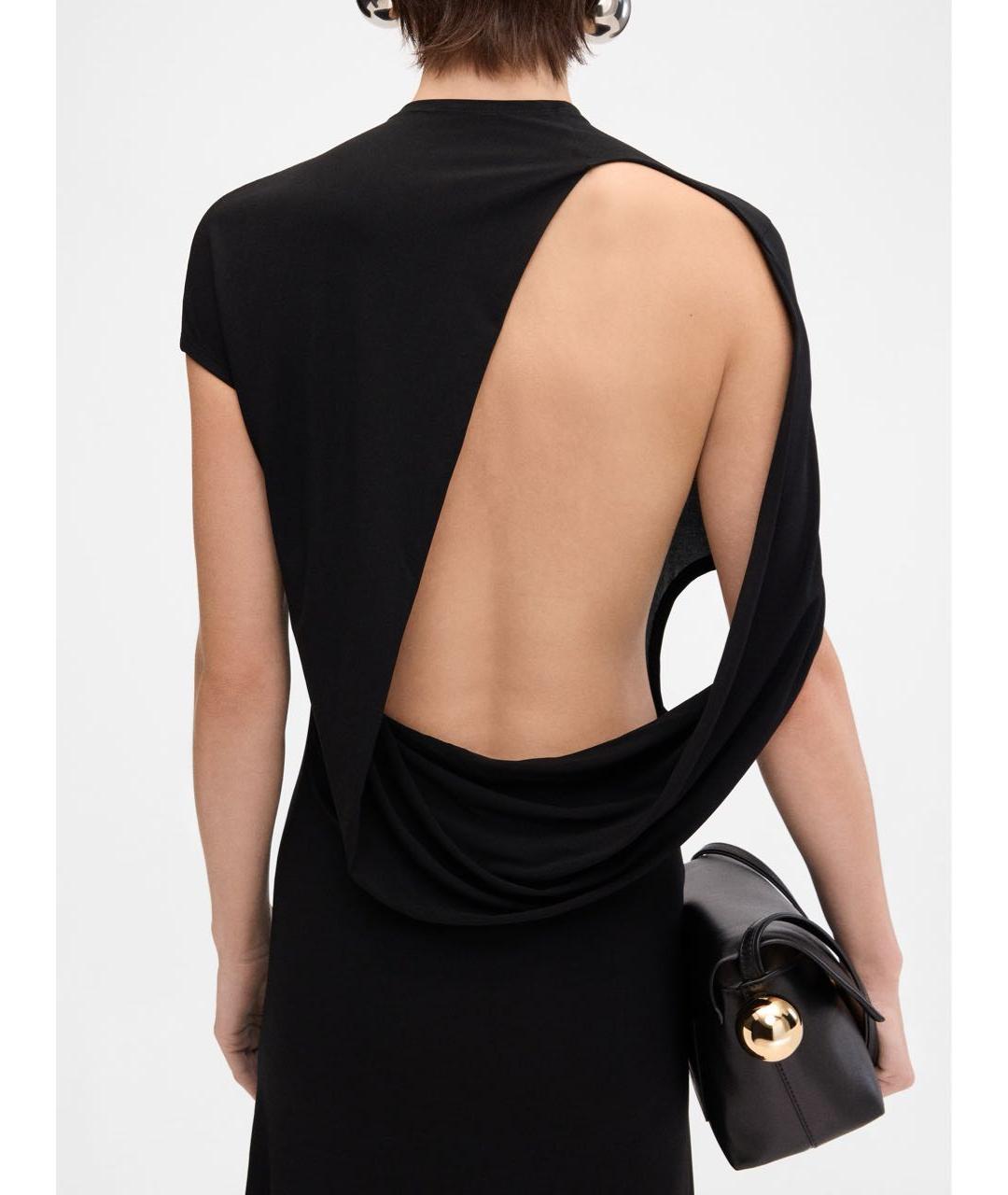 JACQUEMUS Черное вискозное коктейльное платье, фото 5