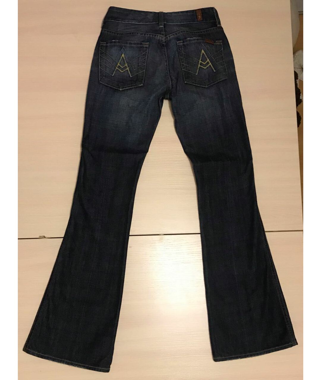 7 FOR ALL MANKIND Темно-синие хлопковые джинсы клеш, фото 2