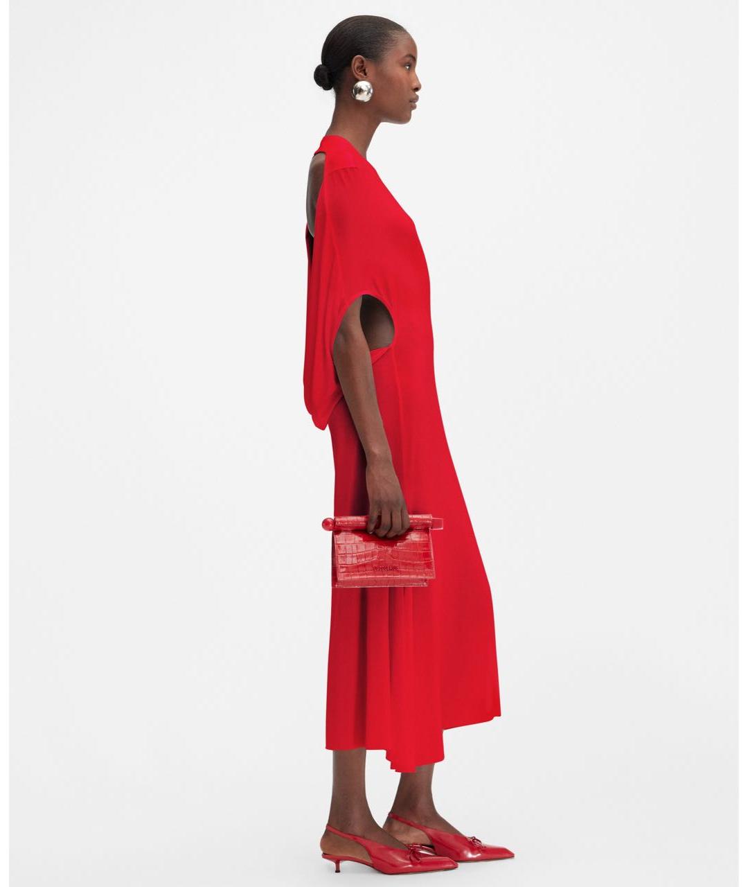 JACQUEMUS Красное вискозное коктейльное платье, фото 3