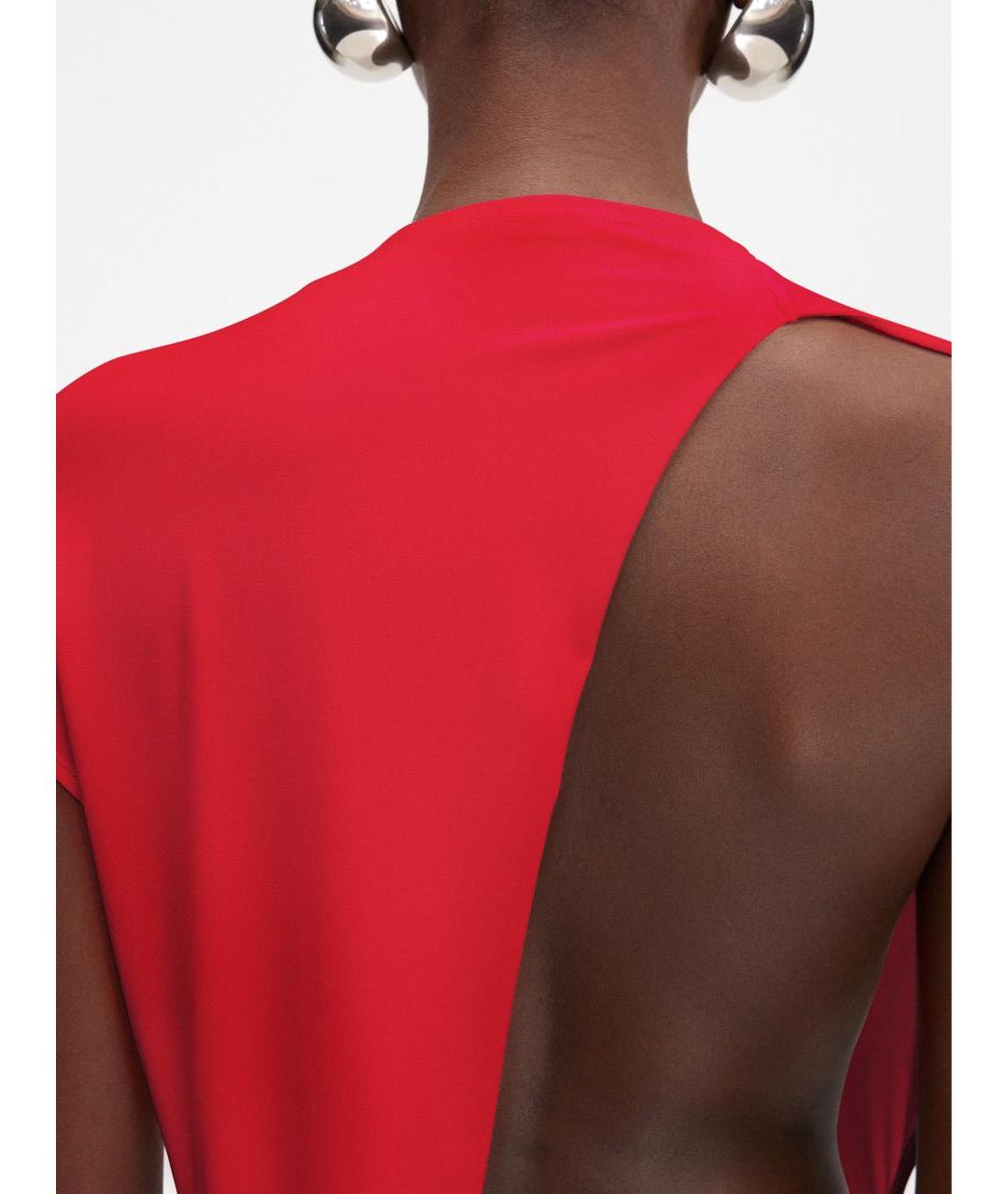 JACQUEMUS Красное вискозное коктейльное платье, фото 5