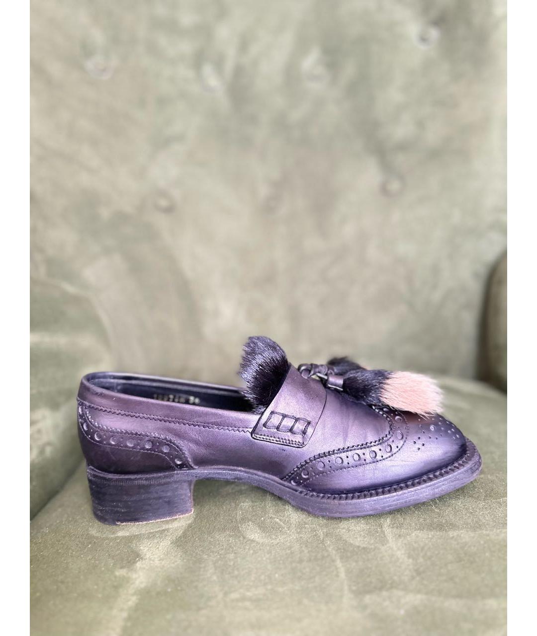 PRADA Фиолетовые кожаные лоферы, фото 9