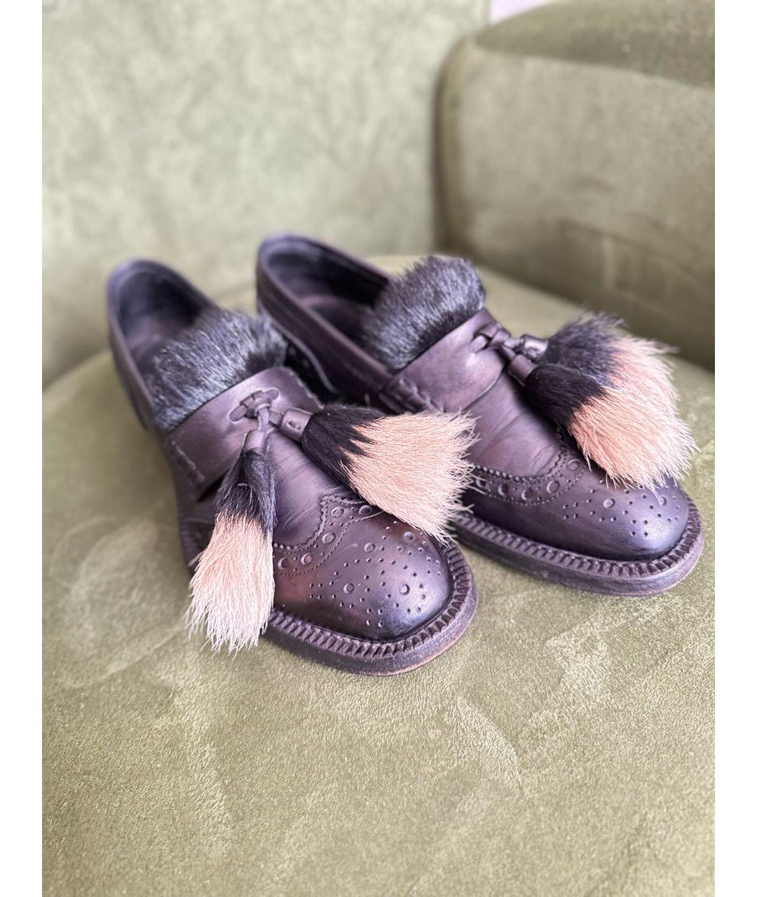 PRADA Фиолетовые кожаные лоферы, фото 6