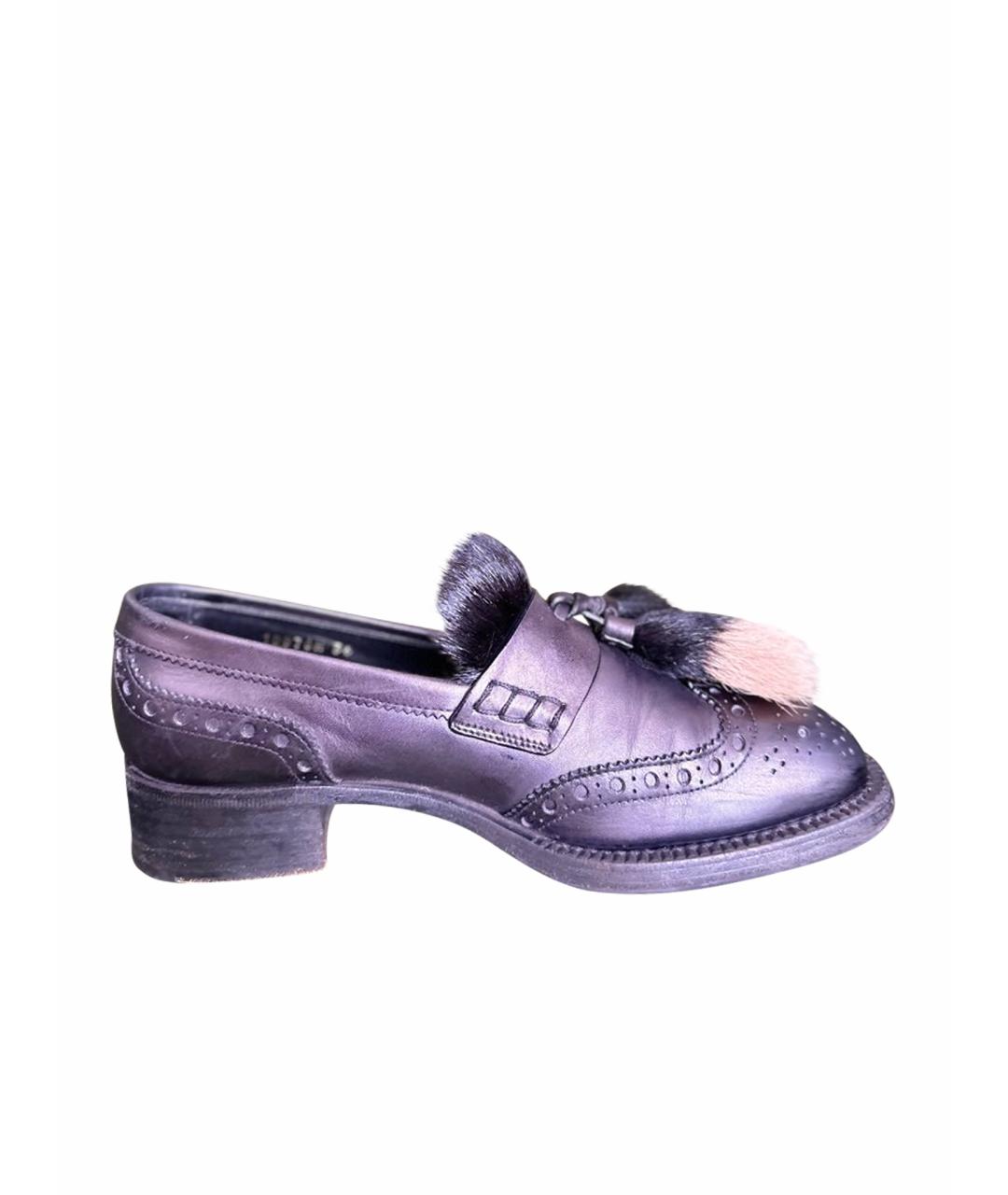 PRADA Фиолетовые кожаные лоферы, фото 1