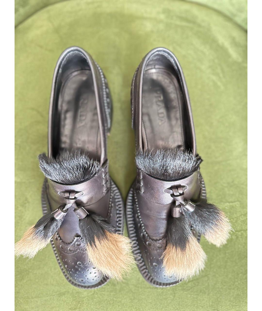 PRADA Фиолетовые кожаные лоферы, фото 3