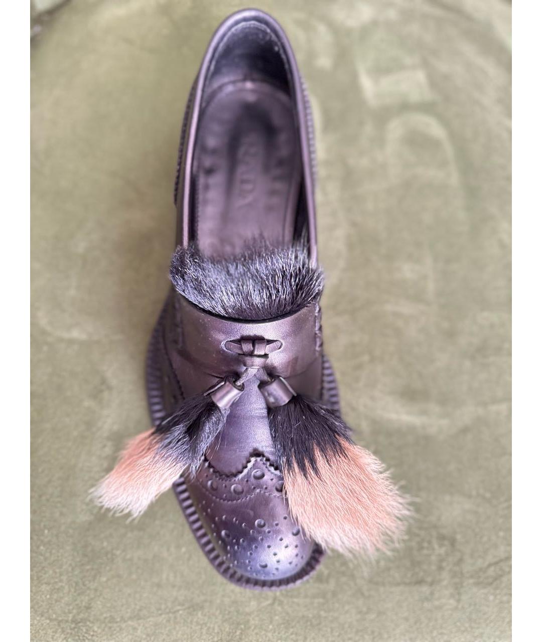 PRADA Фиолетовые кожаные лоферы, фото 5