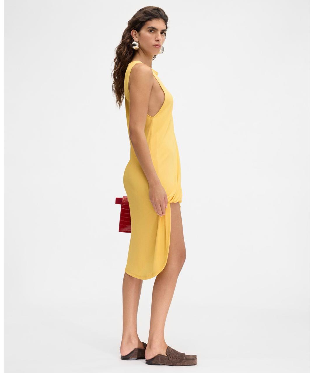 JACQUEMUS Желтое вискозное повседневное платье, фото 3