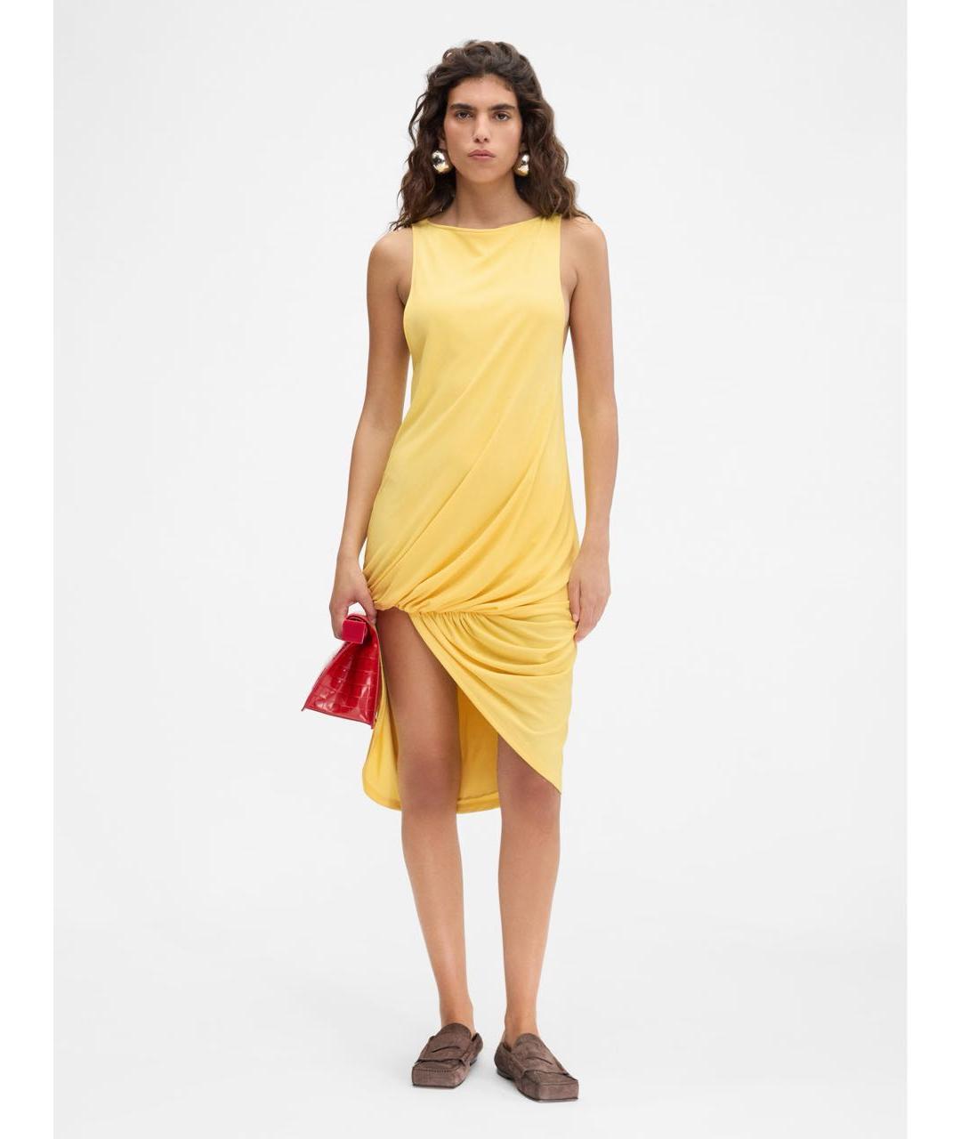 JACQUEMUS Желтое вискозное повседневное платье, фото 2