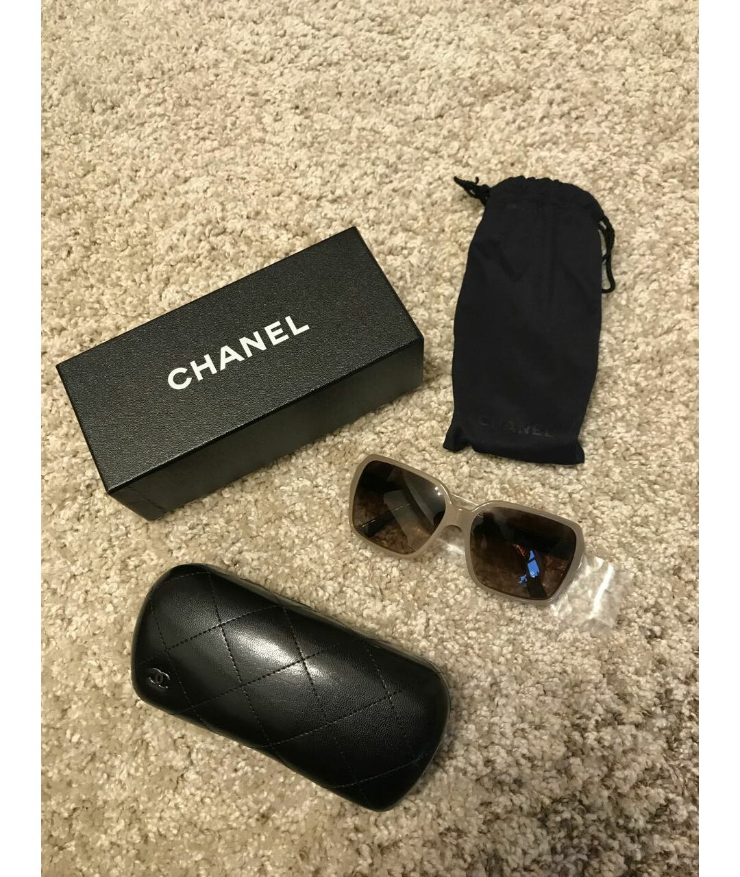 CHANEL PRE-OWNED Бежевые пластиковые солнцезащитные очки, фото 3