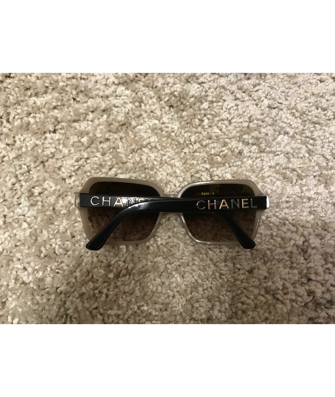 CHANEL PRE-OWNED Бежевые пластиковые солнцезащитные очки, фото 4