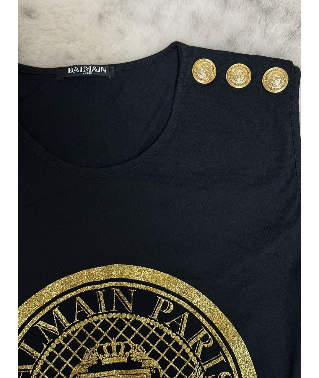 BALMAIN Черная хлопковая футболка, фото 3