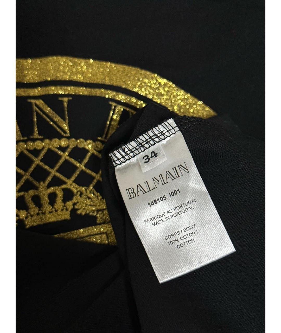 BALMAIN Черная хлопковая футболка, фото 4