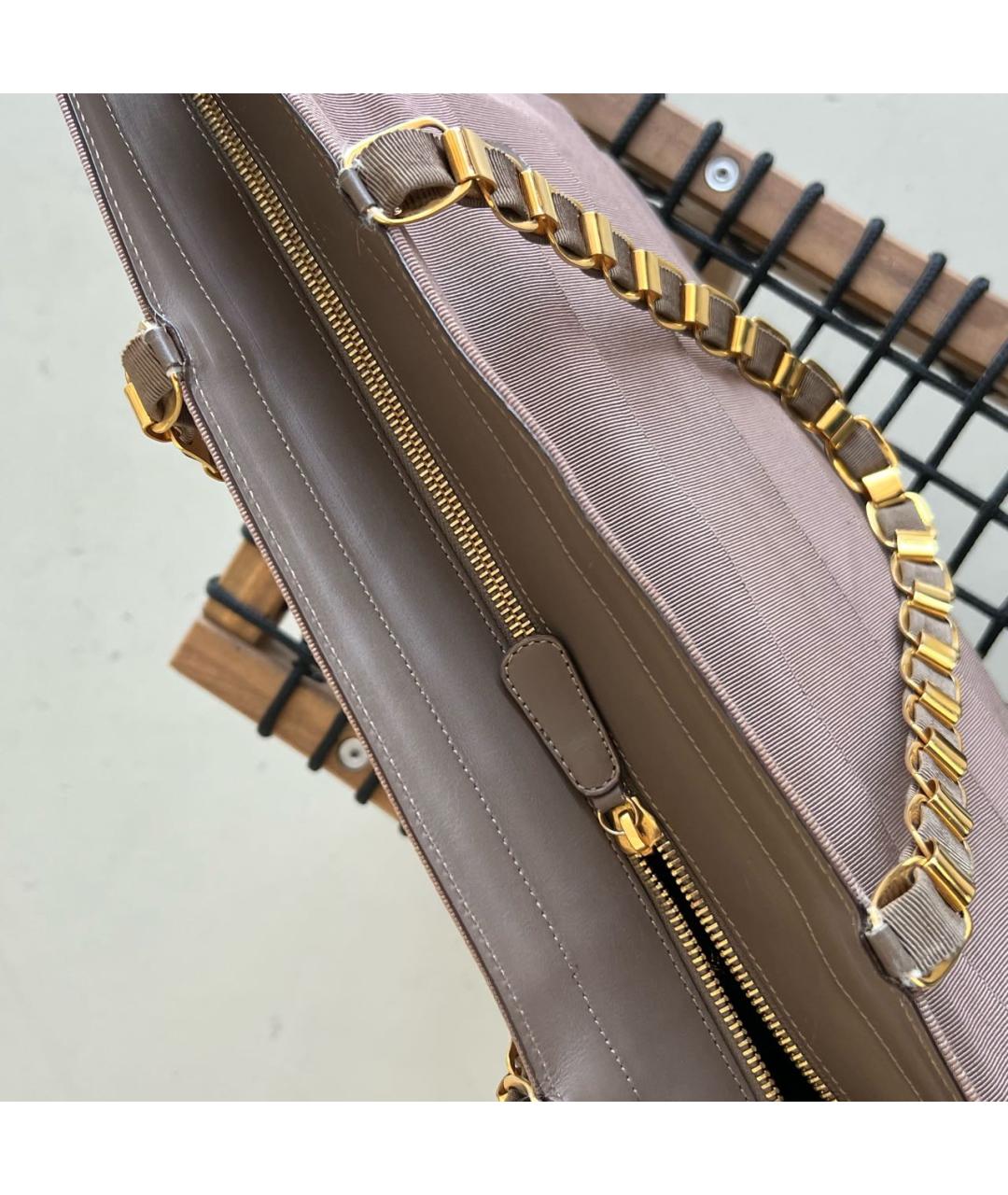 FERRAGAMO Бежевая тканевая сумка тоут, фото 3