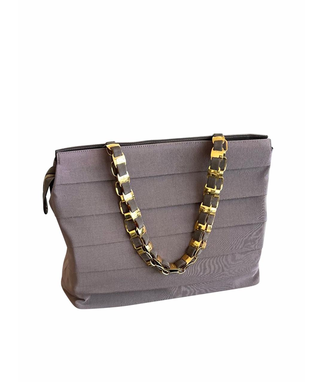 FERRAGAMO Бежевая тканевая сумка тоут, фото 1