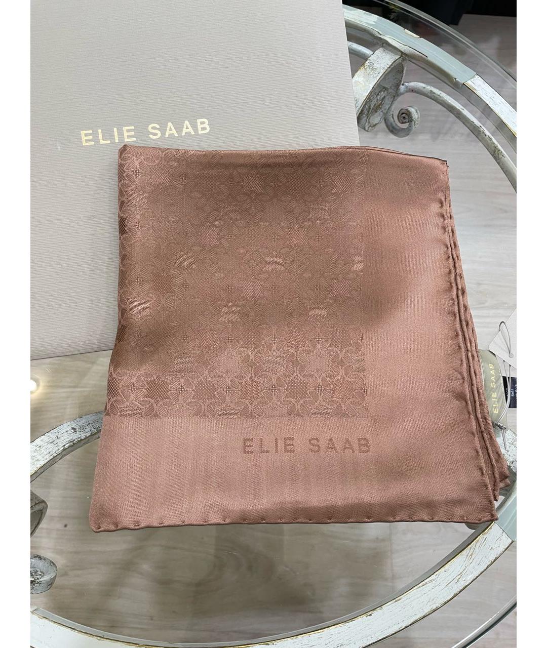 ELIE SAAB Бежевый шелковый платок, фото 5