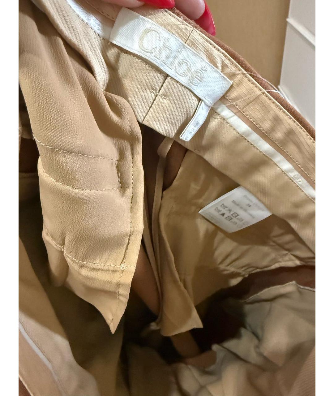CHLOE Коричневые ацетатные прямые брюки, фото 3