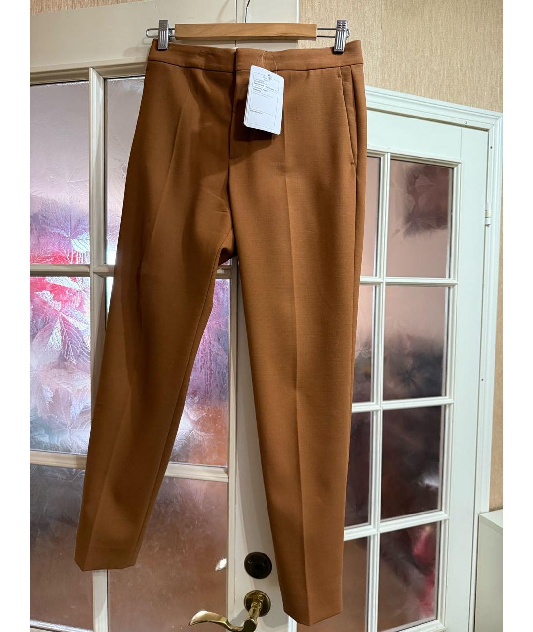 CHLOE Коричневые ацетатные прямые брюки, фото 9