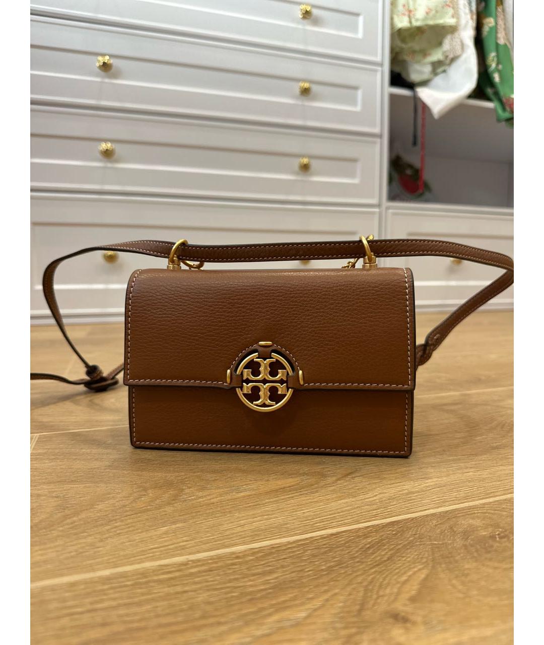 TORY BURCH Коричневая кожаная сумка через плечо, фото 5