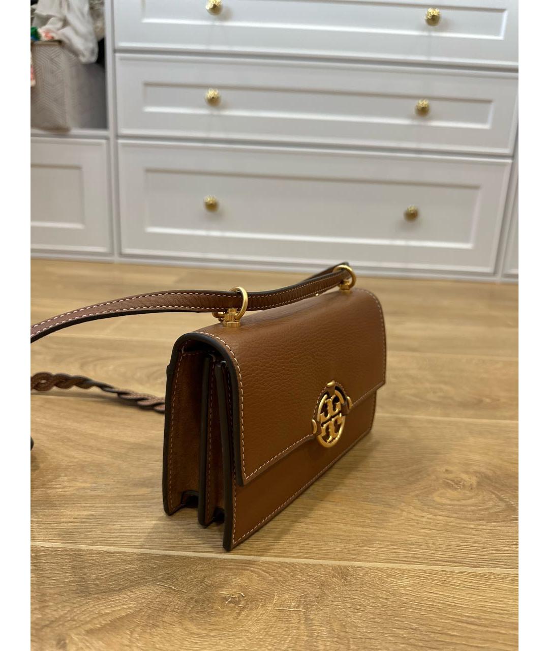 TORY BURCH Коричневая кожаная сумка через плечо, фото 2