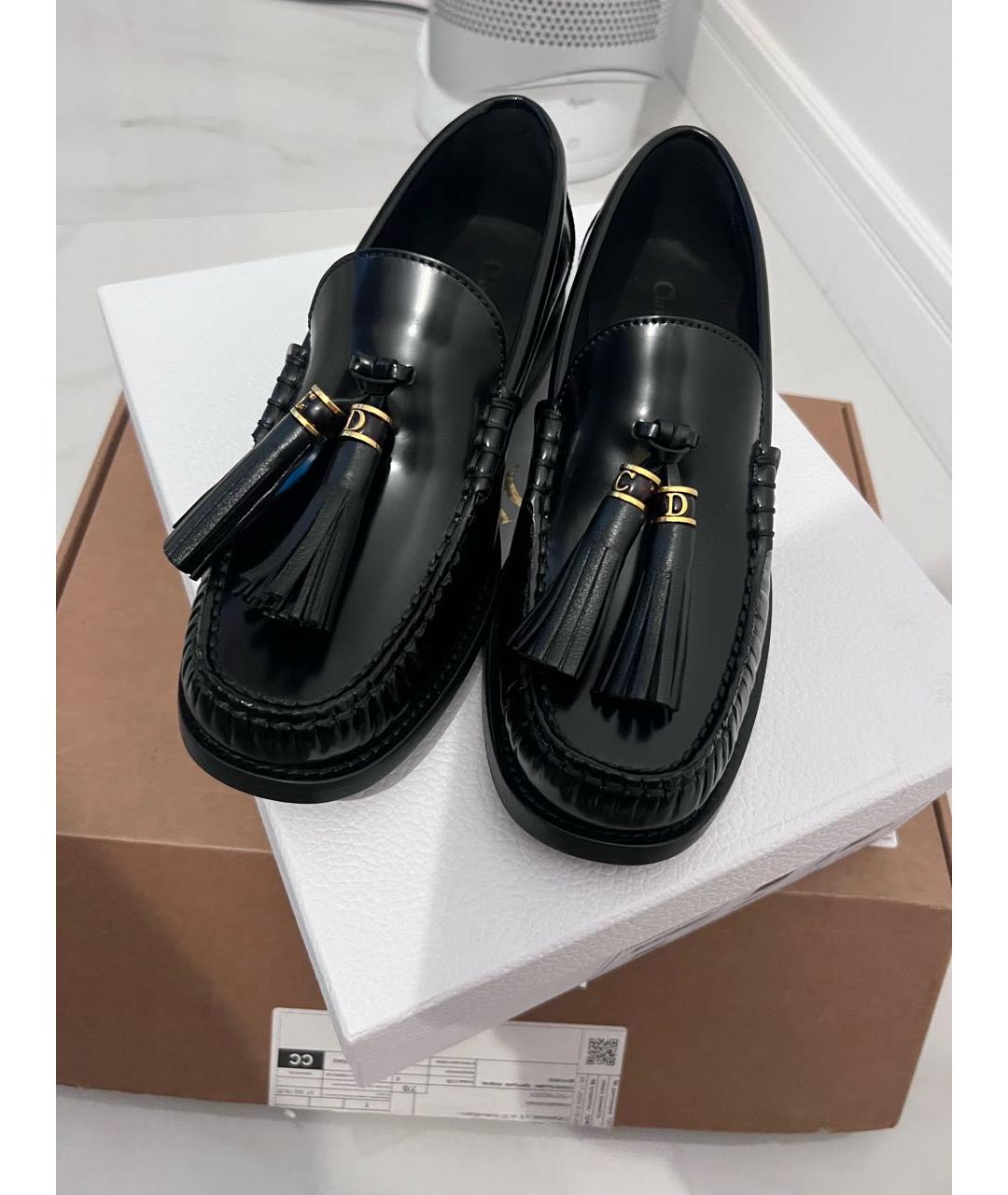 CHRISTIAN DIOR Черные кожаные лоферы, фото 4