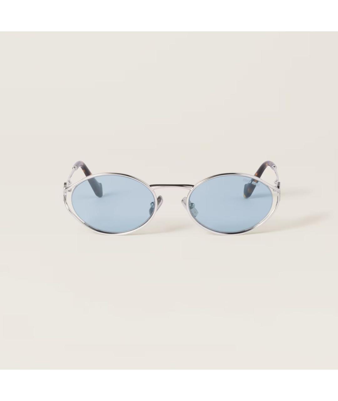 MIU MIU Голубые металлические солнцезащитные очки, фото 3