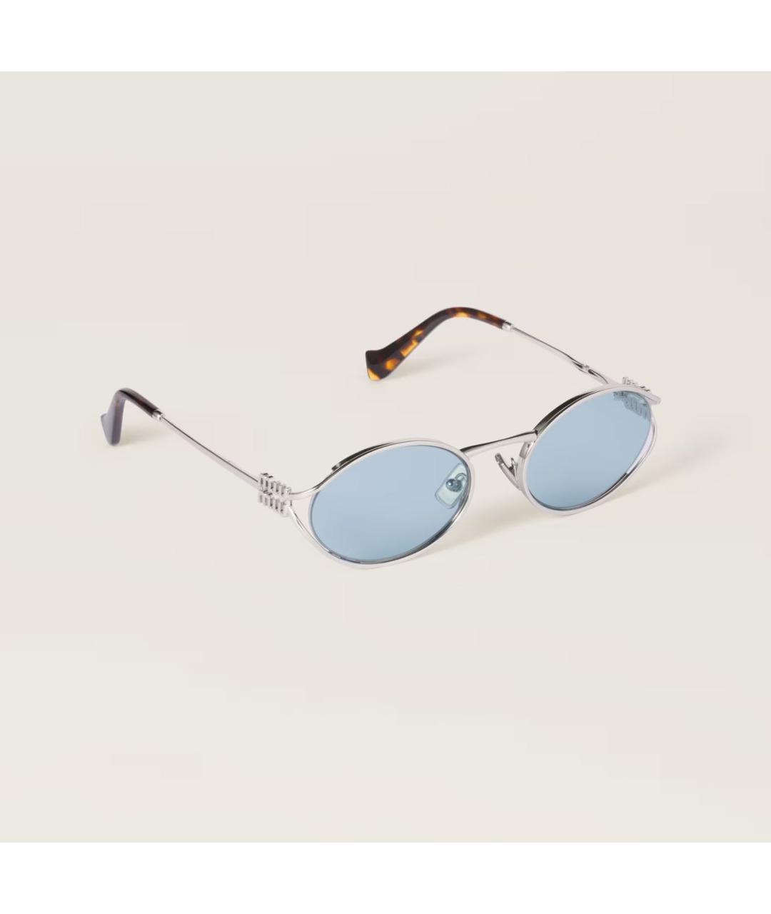 MIU MIU Голубые металлические солнцезащитные очки, фото 2