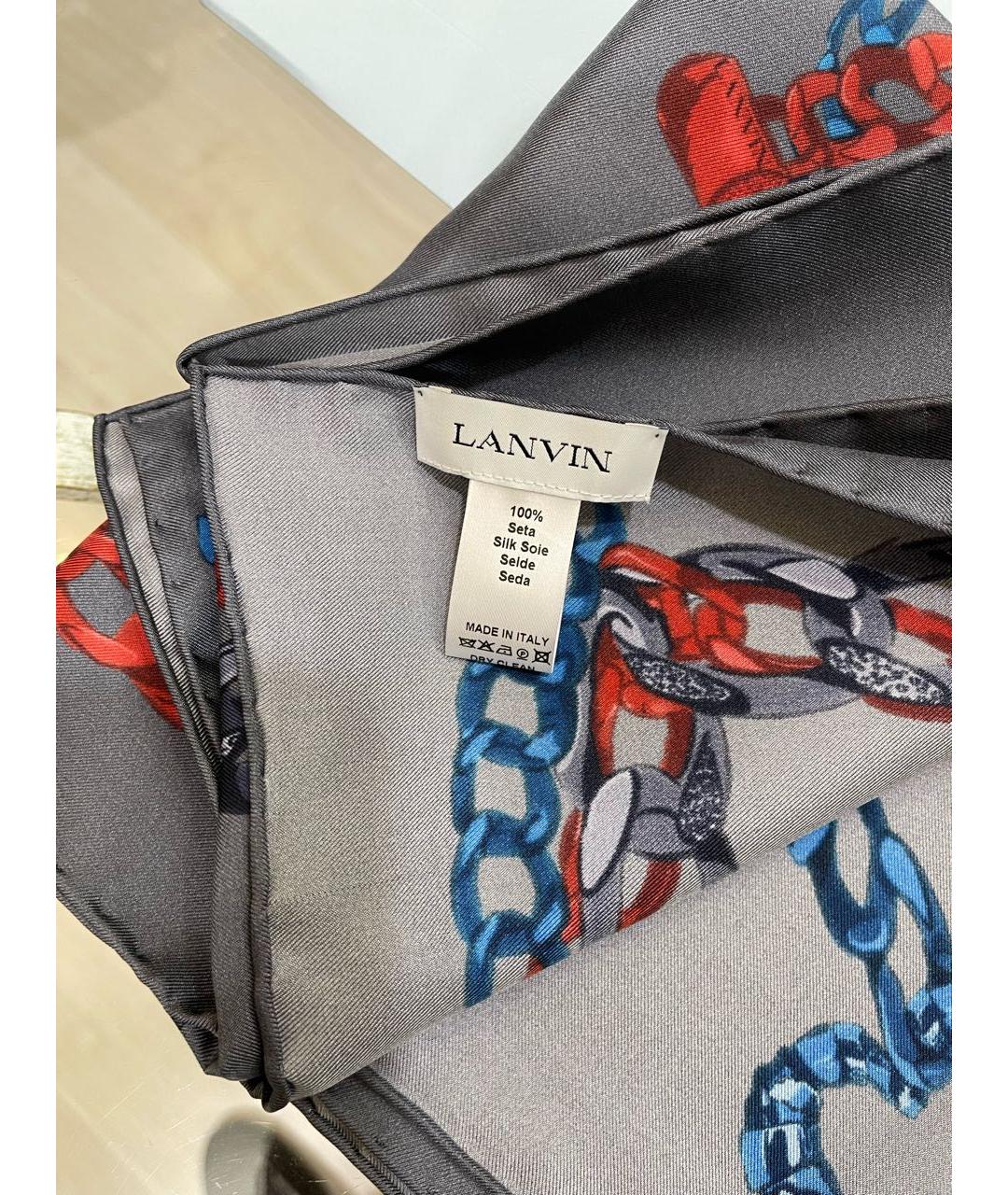 LANVIN Антрацитовый шелковый платок, фото 3