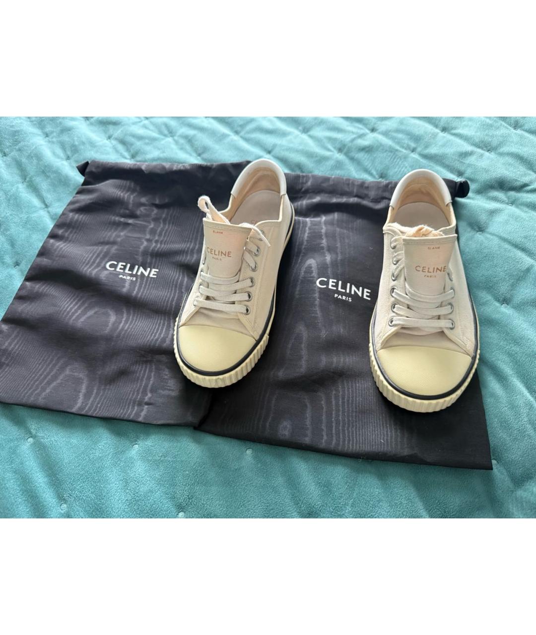 CELINE Белые текстильные кеды, фото 2