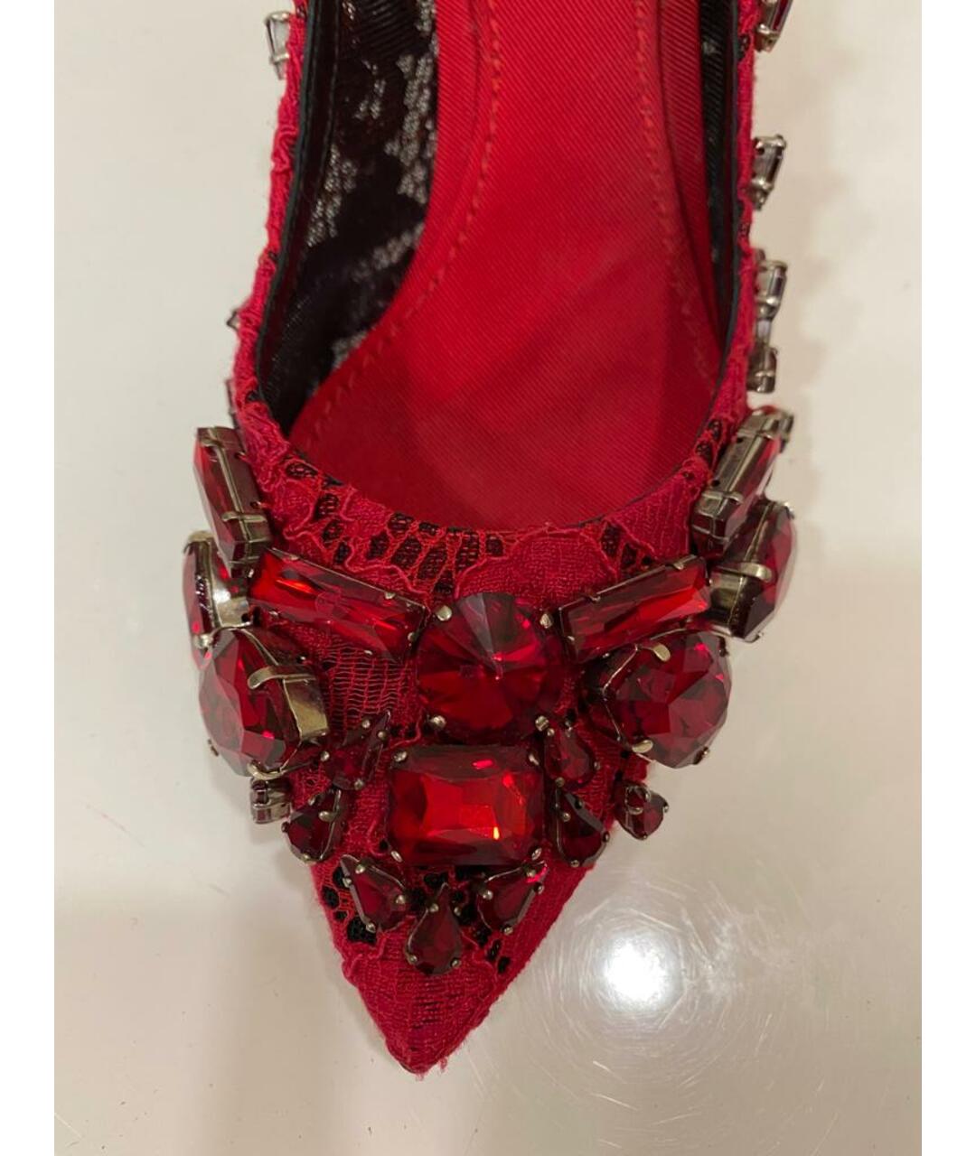 DOLCE&GABBANA Красные текстильные туфли, фото 6