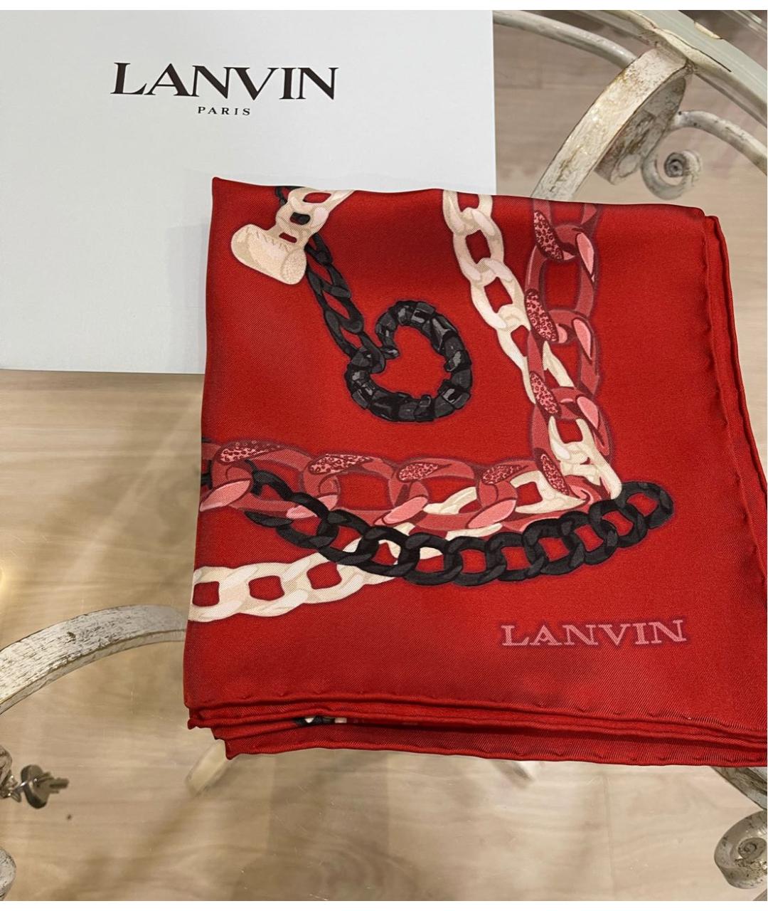LANVIN Красный шелковый платок, фото 5