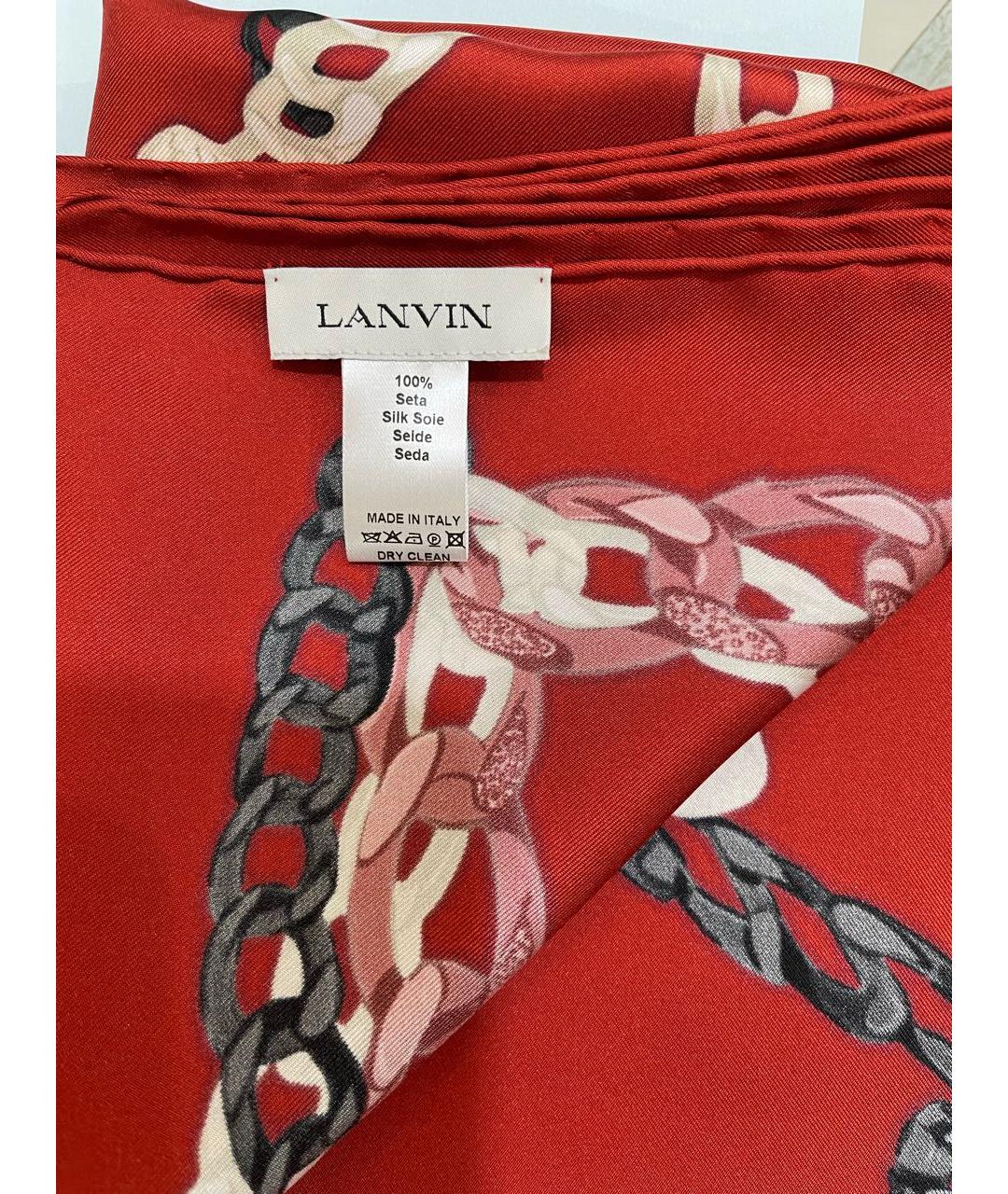 LANVIN Красный шелковый платок, фото 3