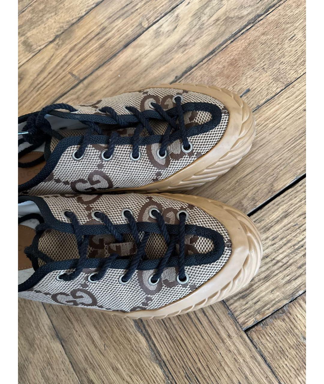 GUCCI Коричневые текстильные кеды, фото 7