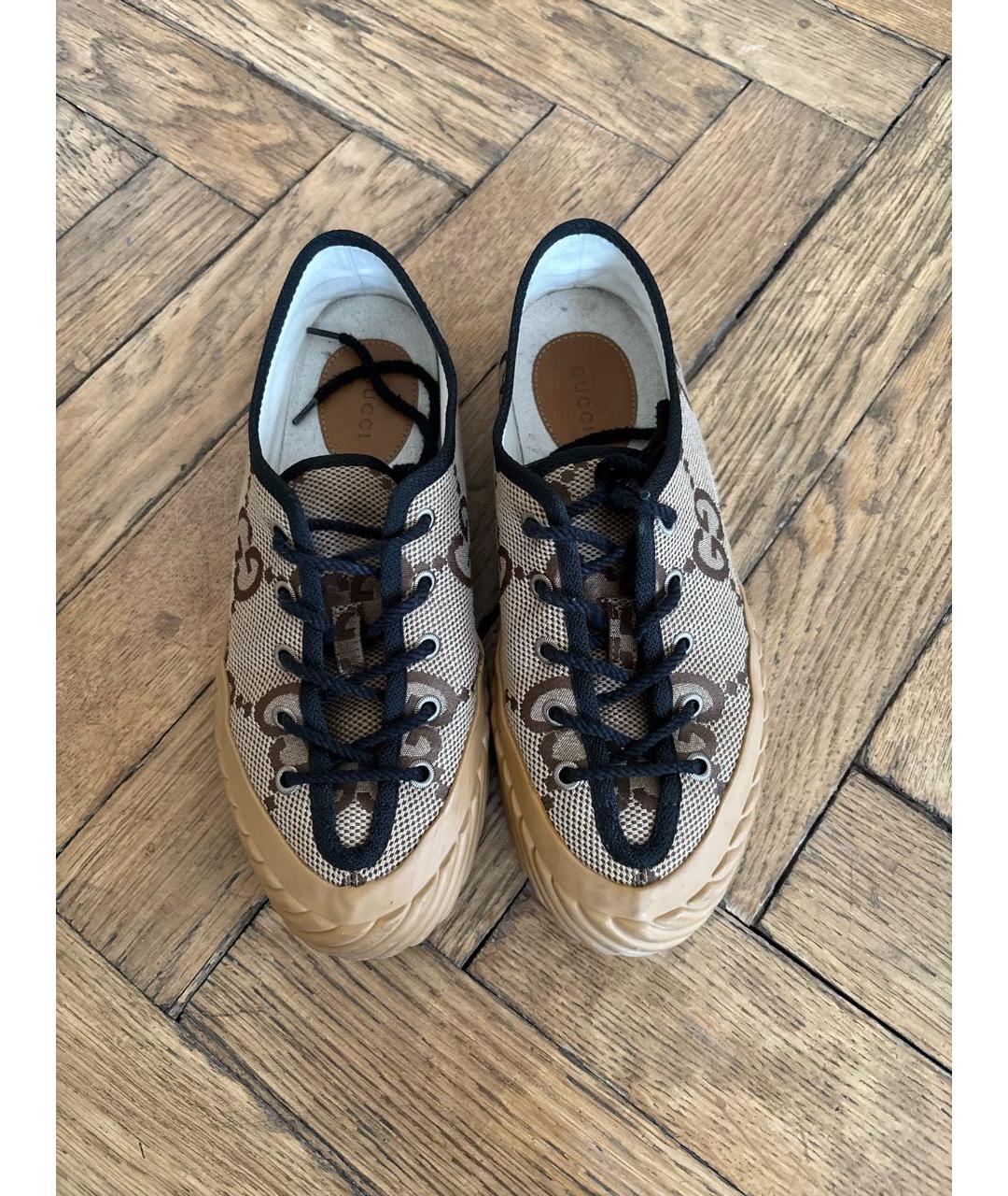 GUCCI Коричневые текстильные кеды, фото 2