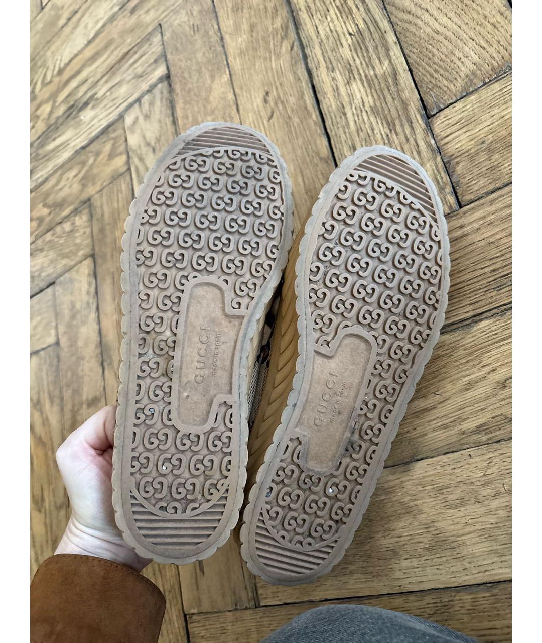 GUCCI Коричневые текстильные кеды, фото 6