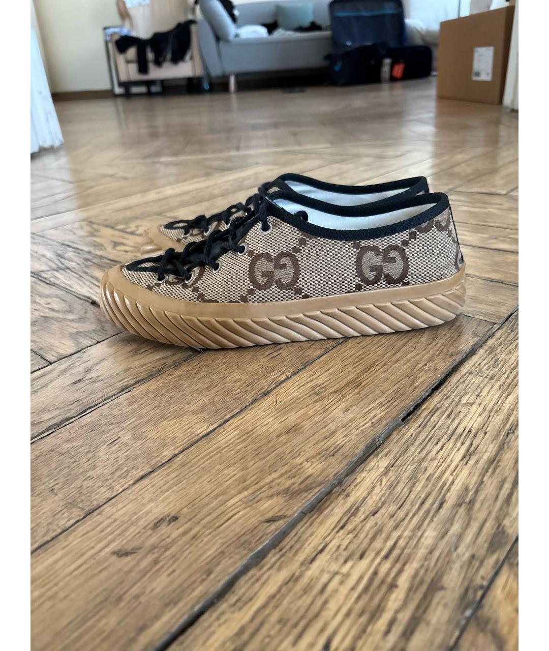 GUCCI Коричневые текстильные кеды, фото 8