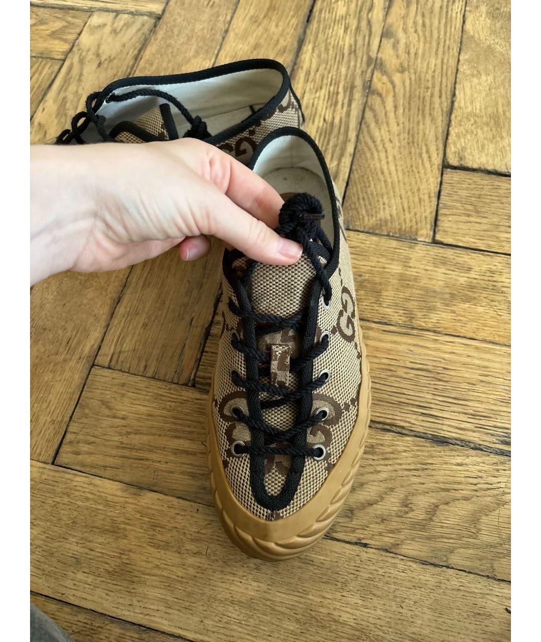 GUCCI Коричневые текстильные кеды, фото 5