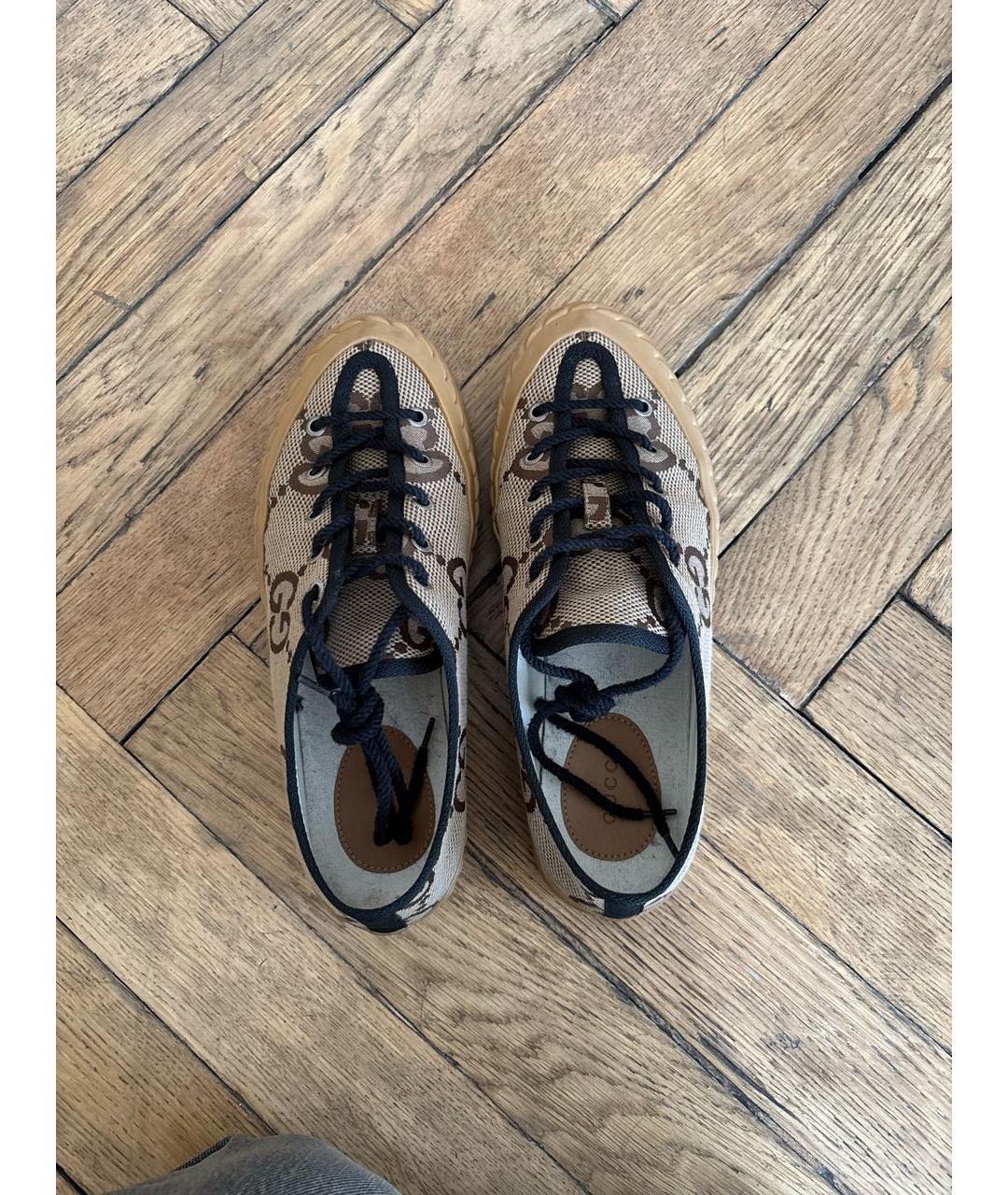 GUCCI Коричневые текстильные кеды, фото 3