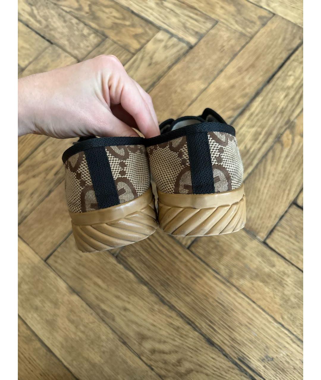 GUCCI Коричневые текстильные кеды, фото 4