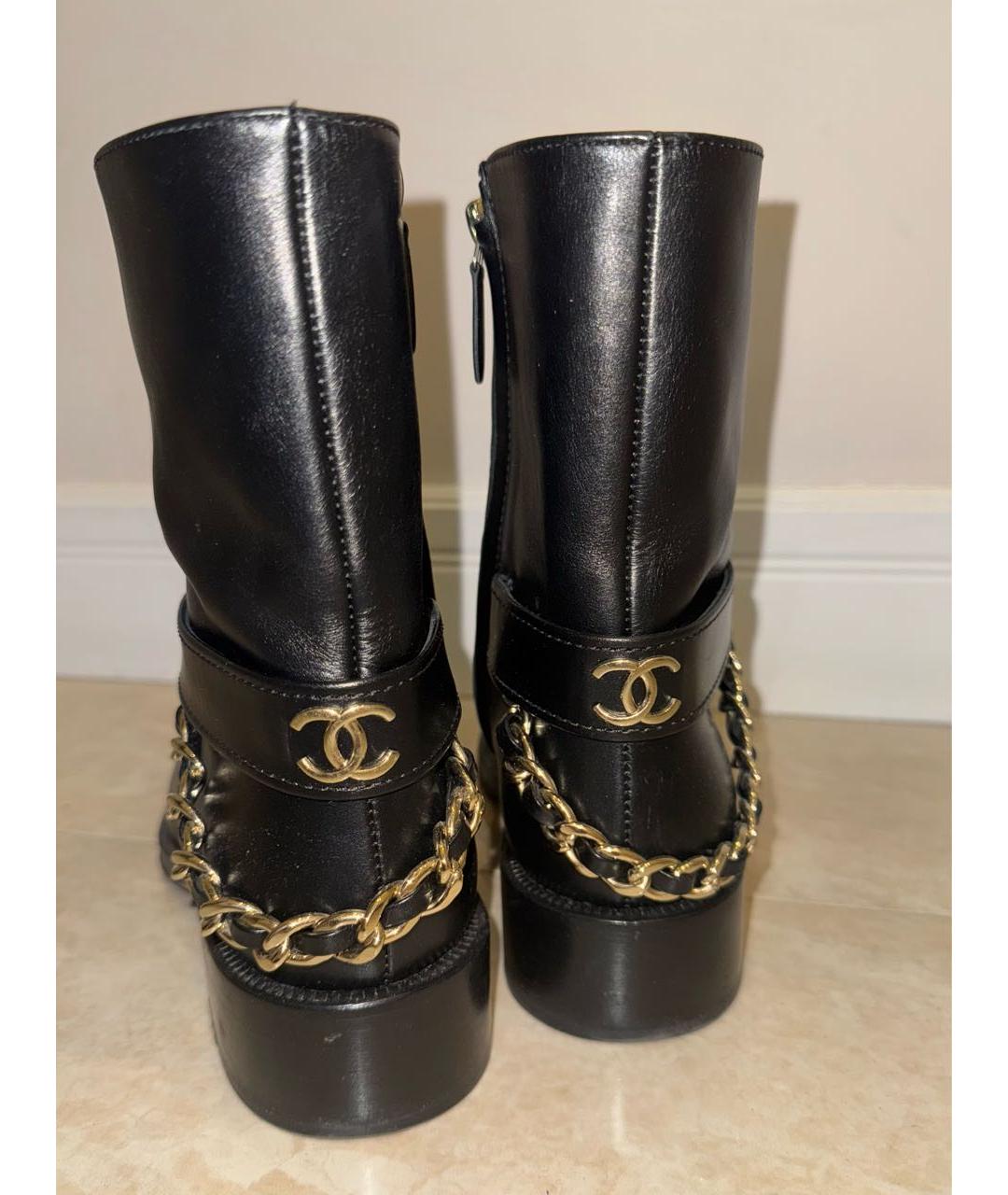 CHANEL Черные кожаные полусапоги, фото 4