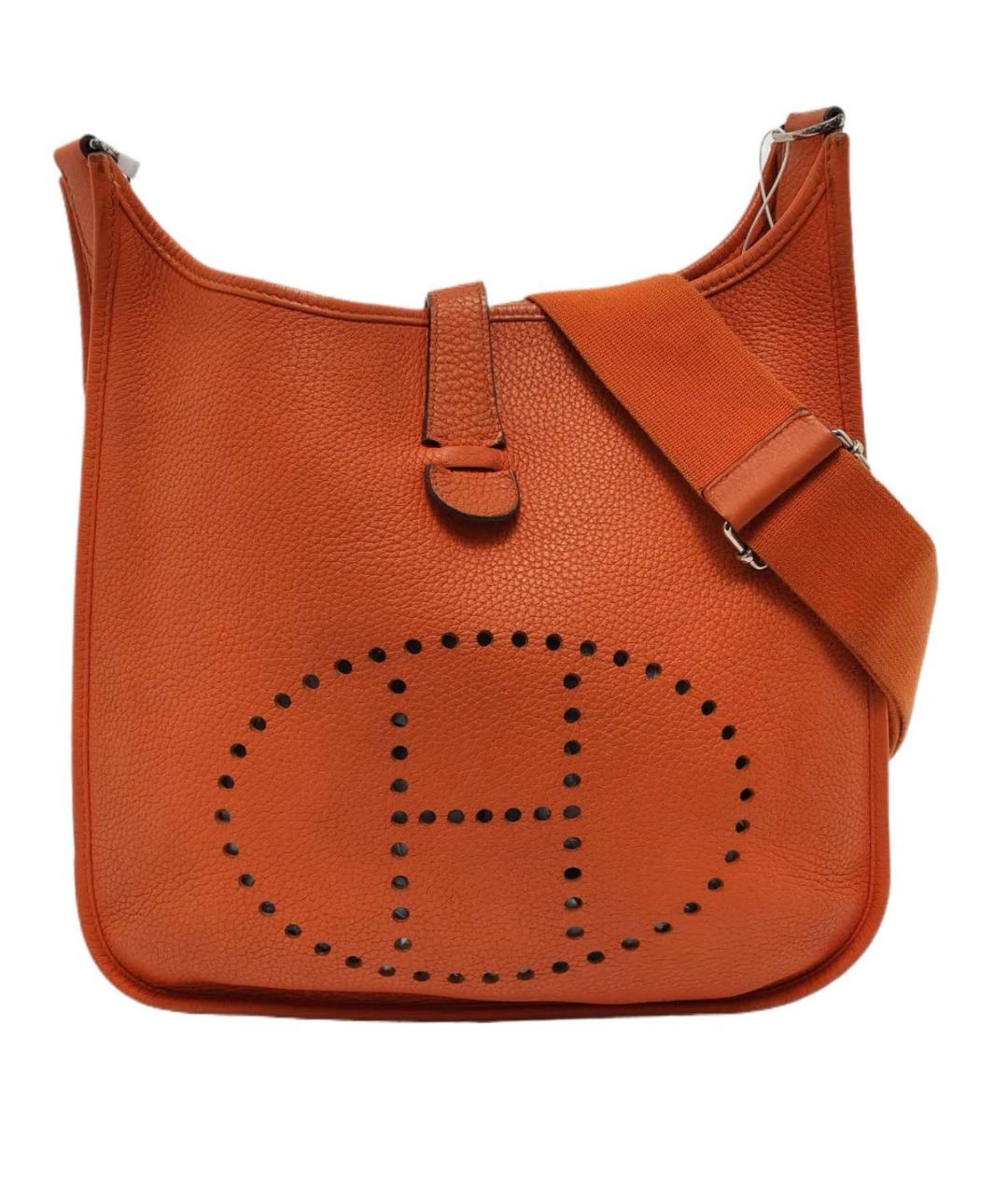 HERMES Оранжевая кожаная сумка через плечо, фото 1